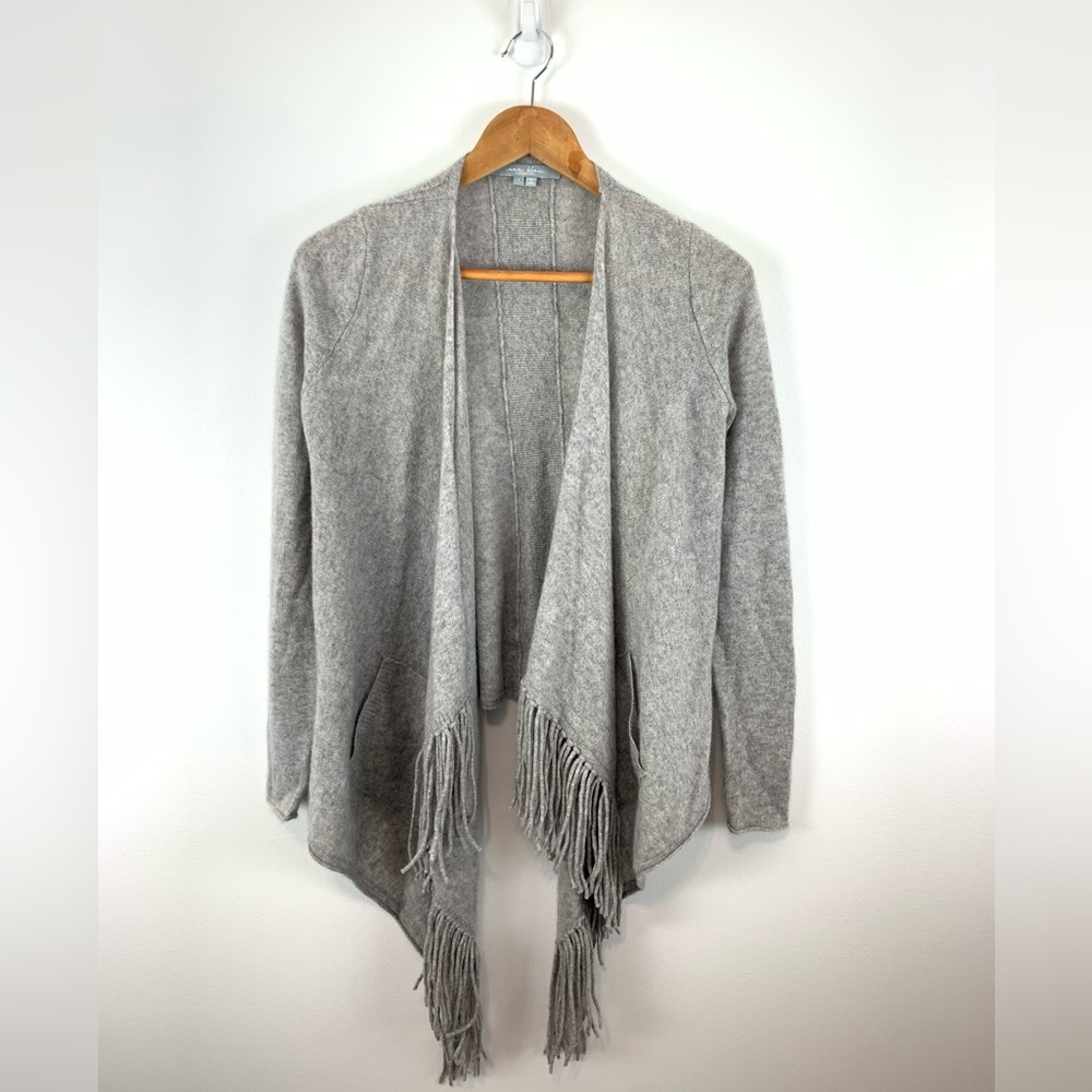 Sea Bleu Cashmere Dominica Fringe Cardigan Size Small in Gray